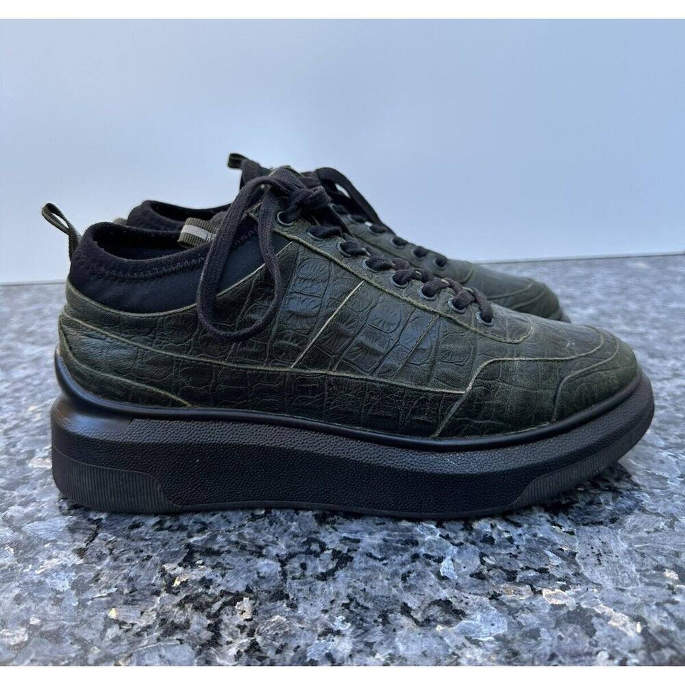 With Flaws Suzanne Rae Leather Animal Print Wedge Sneakers Size 40